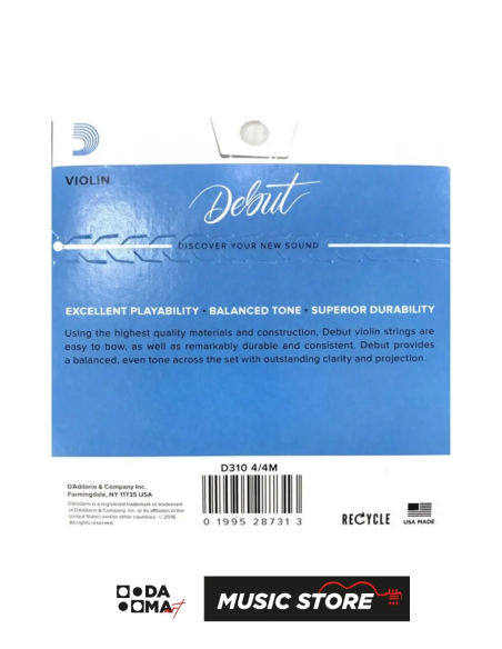 D'addario Debut Medium Tension Keman Tel Seti D310 4/4M