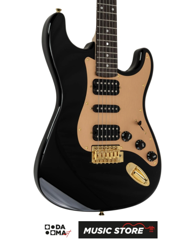 New Orleans Vega Goldon BG HSH Electric Guitar - Black & Gold