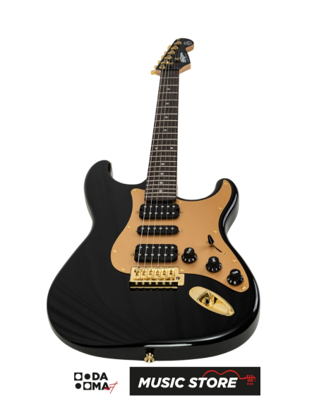 New Orleans Vega Goldon BG HSH Elektro Gitar - Siyah ve Altın Rengi