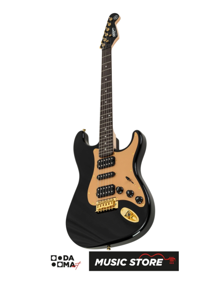 New Orleans Vega Goldon BG HSH Elektro Gitar - Siyah ve Altın Rengi