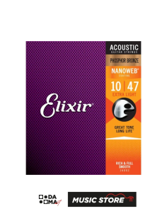 Elixir 16002 Nanoweb Phosphor Bronze Akustik Gitar Teli (10-47)