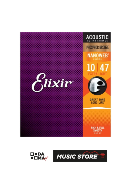 Elixir 16002 Nanoweb Phosphor Bronze Akustik Gitar Teli (10-47)