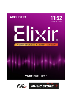 Elixir 11-52 Nanoweb Phosphor Bronze Akustik Gitar Tel Seti 16027