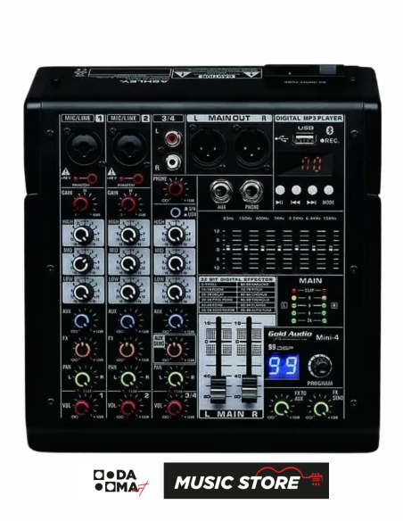 Gold Audio MINI-4 4 Kanallı 99 DSP Efektli Deck Mikser