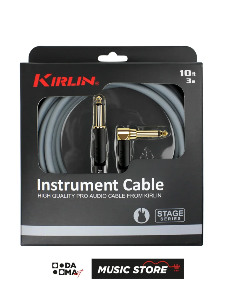 Kirlin IP-182 BEGL Enstrüman Kablosu – 3 Metre, Gri, L Uç, 18 AWG