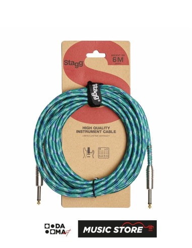 Stagg SGC6VT GR Enstrüman Kablosu – Vintage Tweed, Yeşil, 6 m