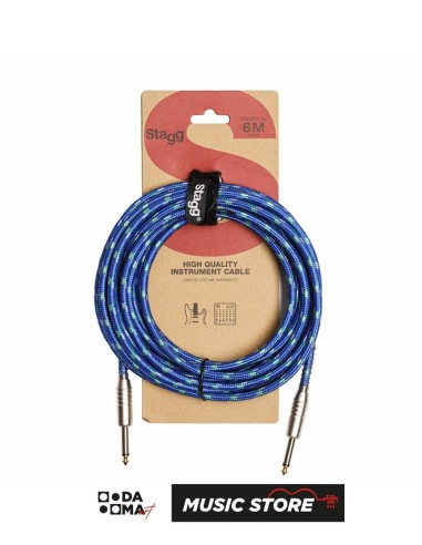 Stagg SGC6VT BL Инструментальный кабель – Винтажная оплётка Tweed, синий, 6 м