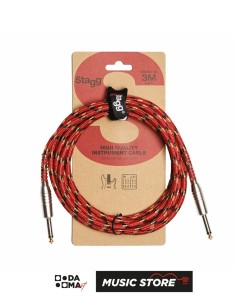 Stagg SGC3VT RD Instrument Cable – Vintage Tweed, Red, 3 m