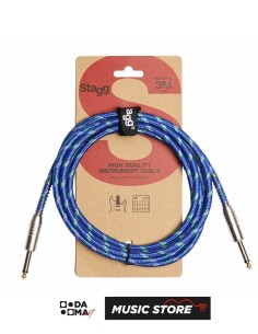 Stagg SGC3VT BL Enstrüman Kablosu – Vintage Tweed, Mavi, 3 m