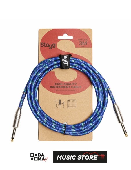 Stagg SGC3VT BL Инструментальный кабель – Винтажная оплётка Tweed, синий, 3 м