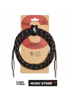 Stagg SGC3VT BK Instrument Cable – Vintage Tweed, Black, 3 m