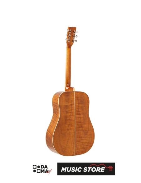 Stagg SA45 D-FM Dreadnought Akustik Gitar – Alevli Maun, Naturel Parlak