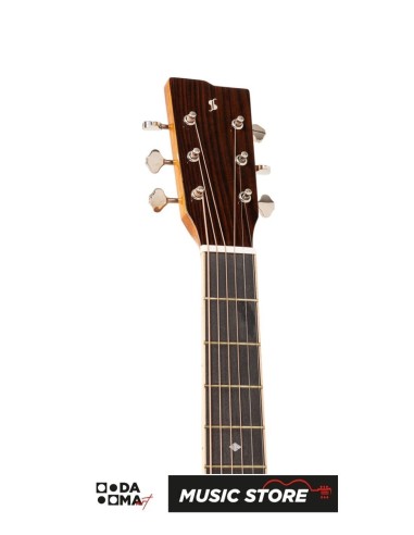 Stagg SA45 D-FM Dreadnought Akustik Gitar – Alevli Maun, Naturel Parlak