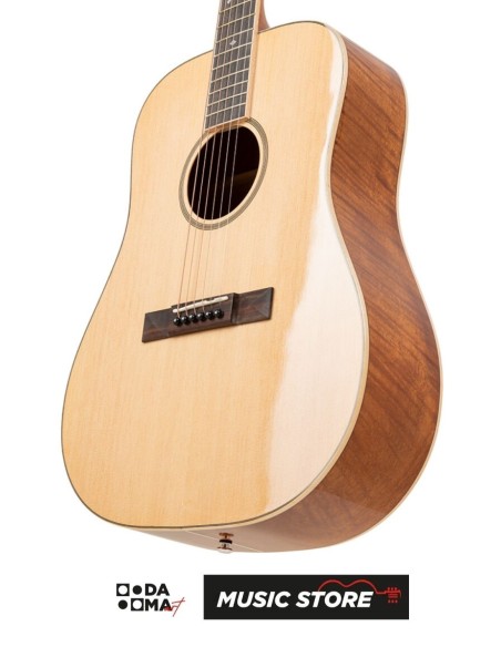 Stagg SA45 D-FM Dreadnought Akustik Gitar – Alevli Maun, Naturel Parlak