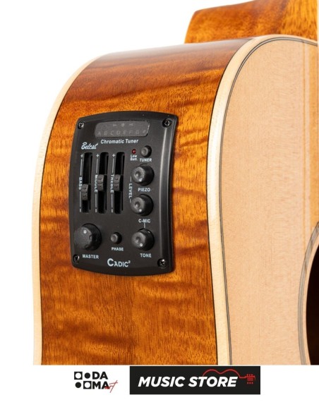 Stagg SA45 DCE-FM Электроакустическая гитара Dreadnought – С вырезом, пламенное красное дерево, натуральная глянцевая