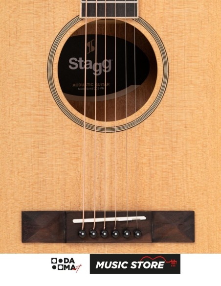 Stagg SA45 DCE-FM Dreadnought Acoustic-Electric Guitar – Cutaway, Flamed Mahogany, Natural High Gloss
