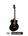 Stagg SA20ACE BLK Auditorium Elektro Akustik Gitar – Cutaway, Siyah Parlak