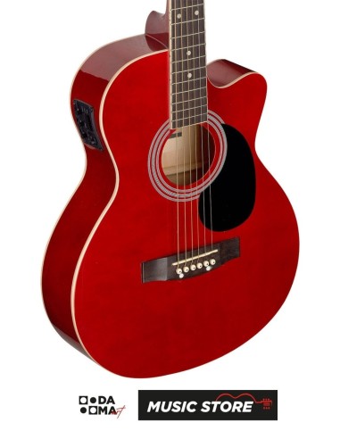 Stagg SA20ACE RED Auditorium Acoustic-Electric Guitar – Cutaway, Red High Gloss