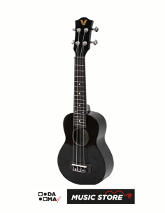 Valler UK110 Soprano Ukulele with Chrome Tuners – Black