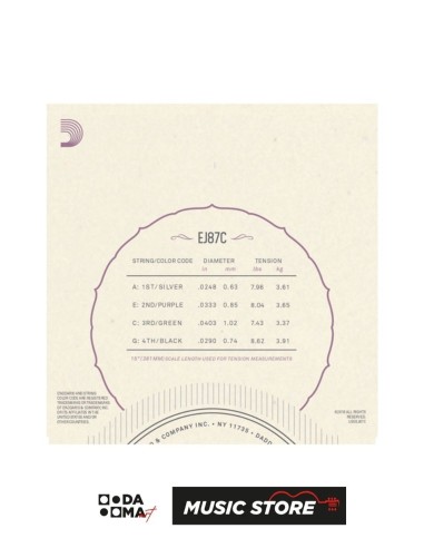 D'Addario EJ87C Concert Ukulele String Set – Titanium