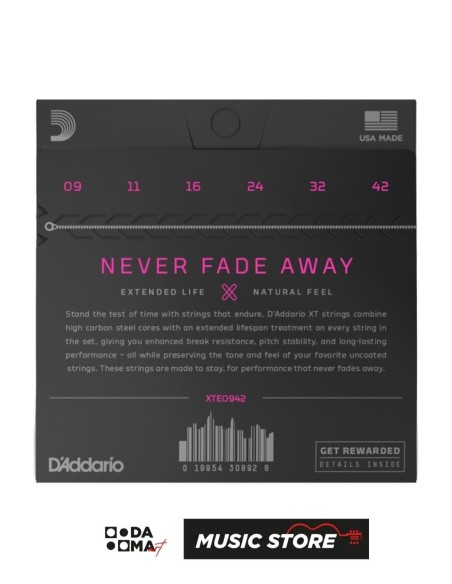 D'Addario XTE0942 XT Комплект струн для электрогитары – Super Light 09-42