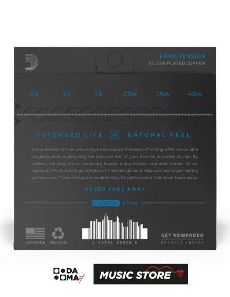 D'Addario XTC46 XT Classical Guitar String Set – Hard Tension