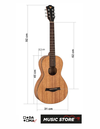 Valler PRL200 Parlor Travel Mini Akustik Gitar – Naturel Mat