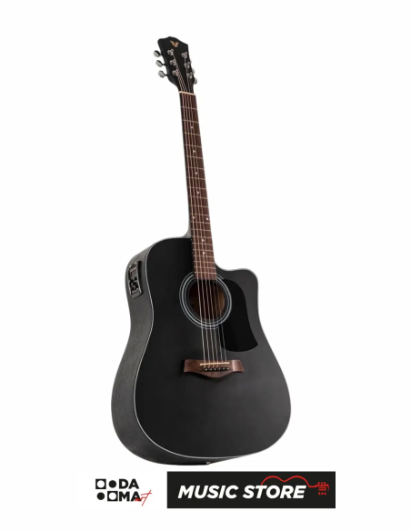 Valler AG240 EQ Electro Acoustic Guitar - Black
