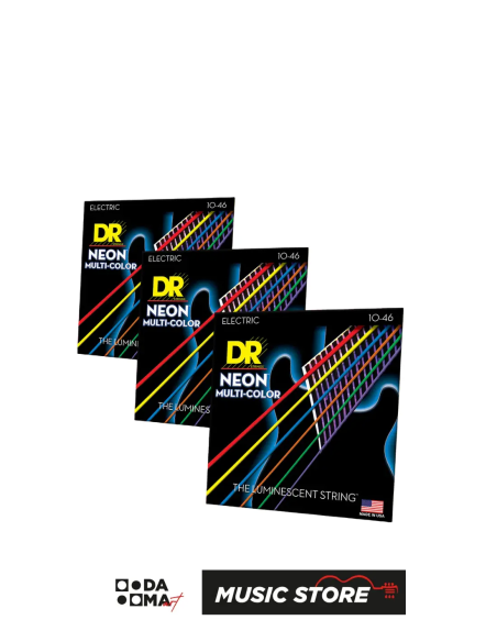 DR NMCE-10 HI-DEF NEON MULTI COLOR ÇOK RENKLİ ELEKTRO GİTAR TELİ (MEDIUM 10-46)